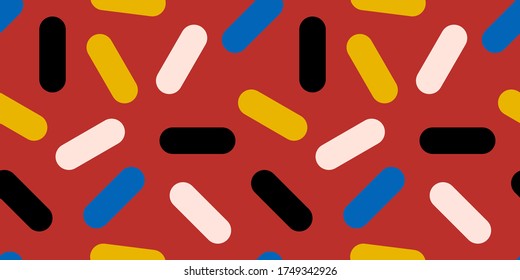 Patrón ininterrumpido colorido de palos redondeados en el vector. Patrón de material para uso de fondo, papel de envoltura, diseño textil.