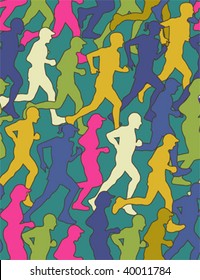 colorful seamless pattern with runners silhouette
