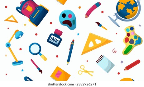 Colorful Seamless Pattern School Supplies