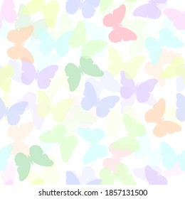 Colorful seamless pattern with silhouettes of butterflies. Pattern with butterfly silhouettes. Vector illustration.