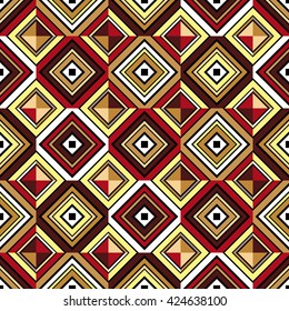 Colorful seamless pattern with simple geometrical ornament. Stylish print template for fabric and paper.