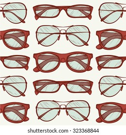 colorful seamless pattern with sketched glasses