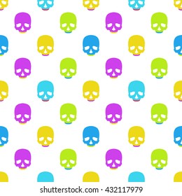 Colorful seamless pattern with skull.