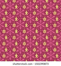 Colorful seamless pattern with snowflakes for wrapping Christmas gifts. Vector image