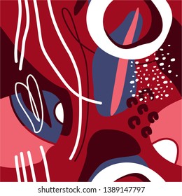 Color sin fisuras con manchas. Papel pintado de colores decorativos, bueno para imprimir. Fondo superpuesto dibujado a mano, textura con elementos decorativos, líneas y formas. Vector de fondo de diseño