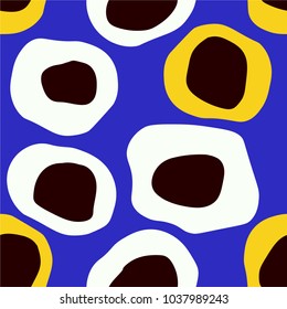 Colorful seamless pattern with spots and dots. Decorative wallpaper, good for printing. Hand drawn overlapping background, texture, decor elements and shapes. Design backdrop vector. Art print, spot