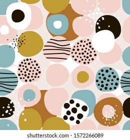 Color sin fisuras con puntos y puntos. Papel pintado decorativo, bueno para imprimir. Fondo, textura, elementos decorativos y formas dibujados a mano. Vector de fondo de diseño. Impresión artística, spot