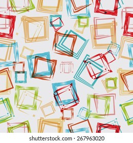 Colorful Seamless Pattern with Square Shapes. Modern Girly Background.