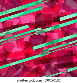 Colorful Seamless pattern with squares, lines. Endless Abstract geometrical background.