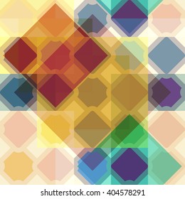 Colorful Seamless pattern with squares, lines. Endless Abstract geometrical background.