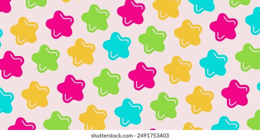 colorful seamless pattern stars background. cute design for banner template, poster, greeting card, social media, web.