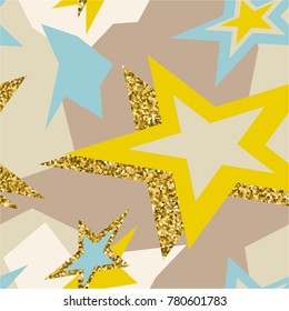 Colorful seamless pattern with stars, spots. Decorative wallpaper, good for printing. Hand drawn overlapping background, texture with decor elements, lines and shapes. Design backdrop vector