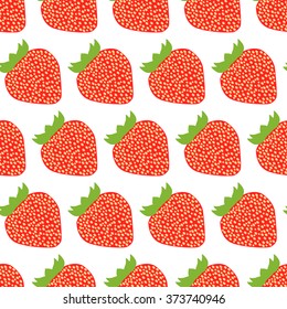 Colorful seamless pattern of strawberries. Vector illustration of summer fruits. Eco food illustration.