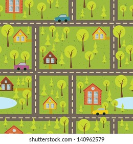 colorful seamless pattern with streets and roads 2