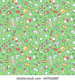 Colorful seamless pattern with summer icons.
