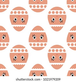 Colorful seamless pattern of sweet Easter eggs on a light background. Simple flat vector illustration. For the design of paper wallpapers, fabric, wrapping paper, covers, web site design.