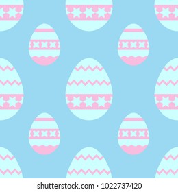 Colorful seamless pattern of sweet Easter eggs on a light background. Simple flat vector illustration. For the design of paper wallpapers, fabric, wrapping paper, covers, web sites