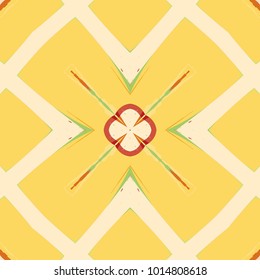 Colorful seamless pattern, symmetric grunge background. Abstract hand drawn modern art, digital brushstrokes painted texture. Freehand contemporary artwork for fabric, paper print. Vector illustration