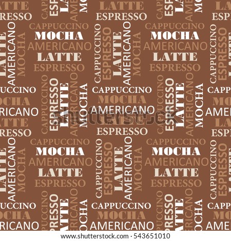 Colorful Seamless Pattern With Text Coffee Colored Background Time Decorative Wallpaper Colorful Seamless Pattern With Text Coffee Colored Background Time Decorative Wallpaper