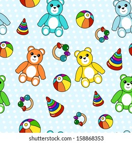 Colorful seamless pattern with toys