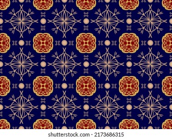 Colorful Seamless Pattern with Tribal Shape. Designed in Ikat, Aztec, Folklore, and Arabic Style. Ideal for Fabric Garment, Ceramics, Wallpaper. Vector Illustration.