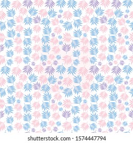 Colorful seamless pattern with tropical plants