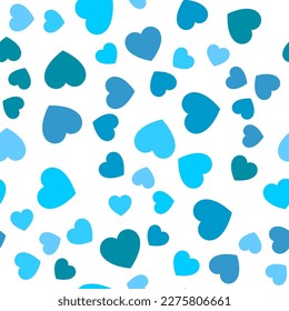 Colorful seamless pattern of turquoise and light blue hearts. Suitable for printing on textile, fabric, wallpapers, postcards, wrappers