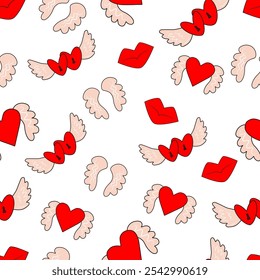 Vector dibujado a mano del día de San Valentín del patrón inconsútil colorido
