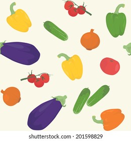 Colorful seamless pattern with various cartoon vegetables