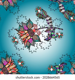 Patrón colorido y transparente. Ilustración vectorial. Papel de flores. En un estilo textil lindo en colores neutros, negros y azules. Fondo floral.