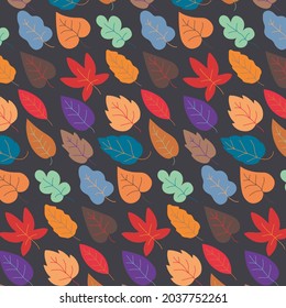 Patrón colorido y transparente. Ilustración vectorial. Ilustración de estilo Doodle. Textura otoñal. Hojas coloridas. Impresión para imprimir sobre textiles, impresión y decoración interior.