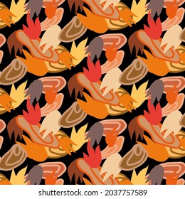 Colorful seamless pattern. Vector illustration. Doodle style illustration. Autumn texture. Colorful leaves. Print for printing on textiles, printing and interior decor.