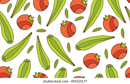 Colorful seamless pattern with vegetables