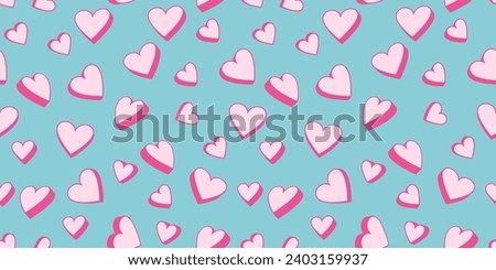 Colorful seamless pattern with vibrant cute cartoon hearts. Vector hand drawn simple creative illustration heart. Valentine, love background. Design for textile, fashion, fabric 
