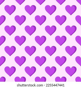 Colorful seamless pattern of violet hearts for fabric, textile, wrappers and other various surfaces 