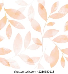 Colorful seamless pattern with watercolor leaves. Vector elegant floral background for fabric , wallpaper, print, cover, banner and invitation.