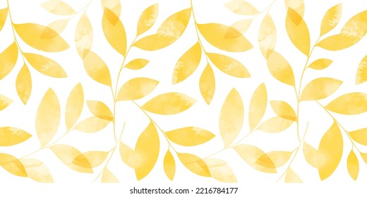 Colorful seamless pattern with watercolor leaves. Vector elegant floral background for fabric , wallpaper, print, cover, banner and invitation.