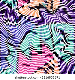 Colorful seamless pattern with wavy lines