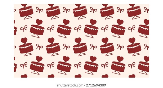 Padrão colorido sem emenda de bolos de casamento perfeito para celebrações românticas, conteúdo de namorados e projetos com temas doces.