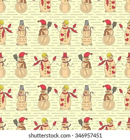 Colorful seamless pattern for winter holidays such as Christmas and new year. 