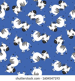 Colorful seamless pattern with zebras. Decorative cute wallpaper, good for printing. Overlapping colored background vector. Design illustration with animals