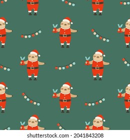 Colorful seamless patterns with cute sloths in winter clothing. Holiday design for prints, wallpapers, gift boxes.