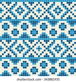 Colorful seamless pixel ethnic pattern. Vector illustration. 
