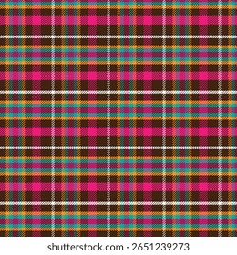 Colorful Seamless Plaid Tartan Pattern – Bold Textile Print for Fashion, Fabric, and Wrapping Paper