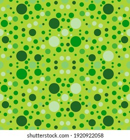 Colorful seamless polka dots pattern design for wallpaper, wrapping paper, fabric, backdrop and etc. Many shades of green for St.Patrick’s Day.