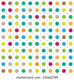 Colorful seamless polka dots vector background