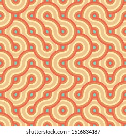 Colorful seamless psychedelic pattern with circling lines. Geometric background.