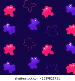 Colorful seamless puzzle pattern autism day pattern.