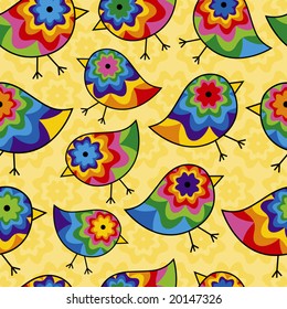 Colorful Seamless Repeating Chick Background