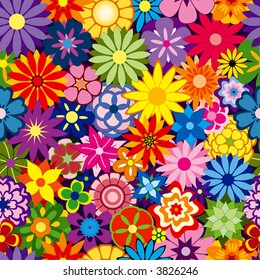 Colorful Seamless Repeating Flower Background